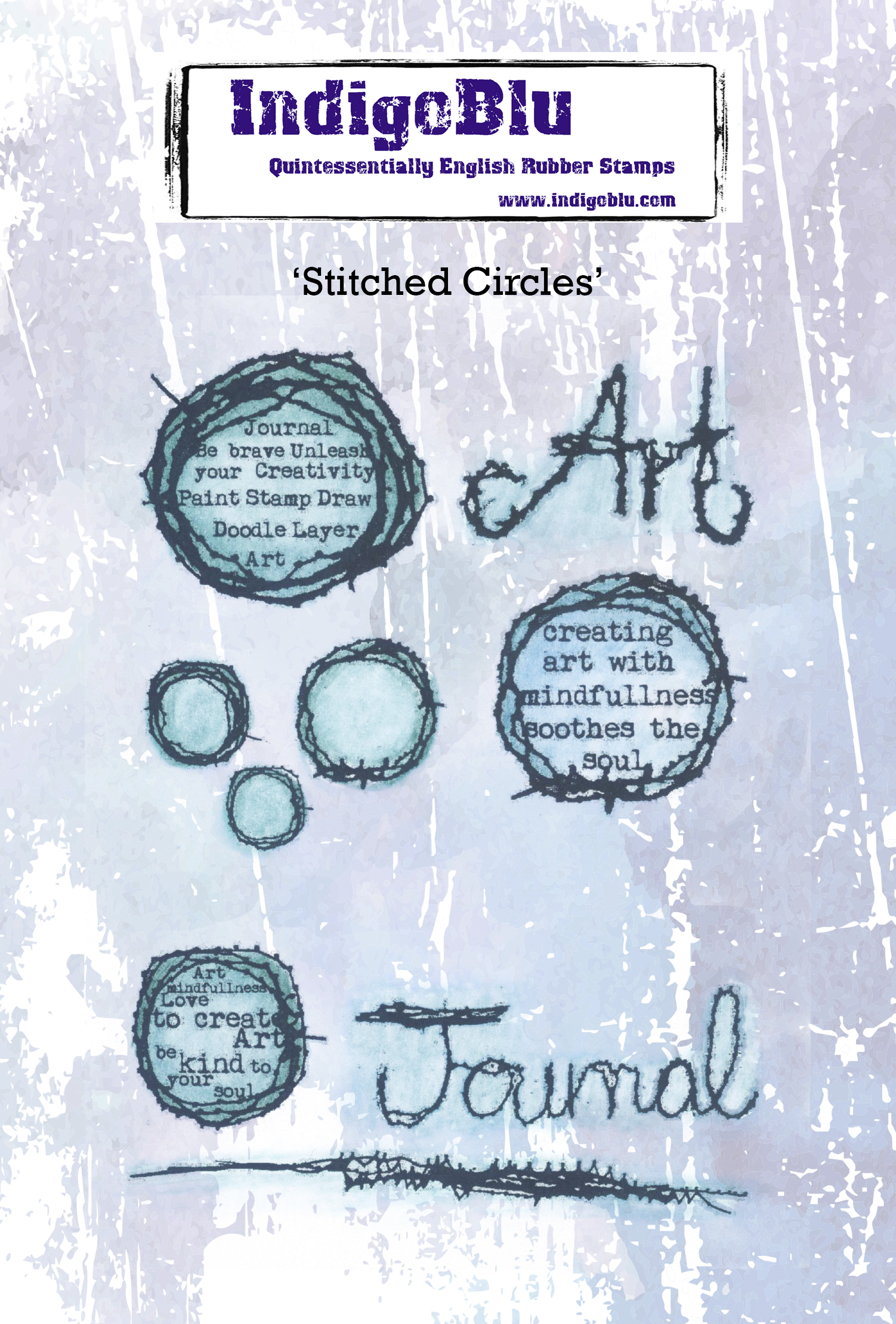 Stitched Circles A6 Red Rubber Stamp by Kay Halliwell-Sutton